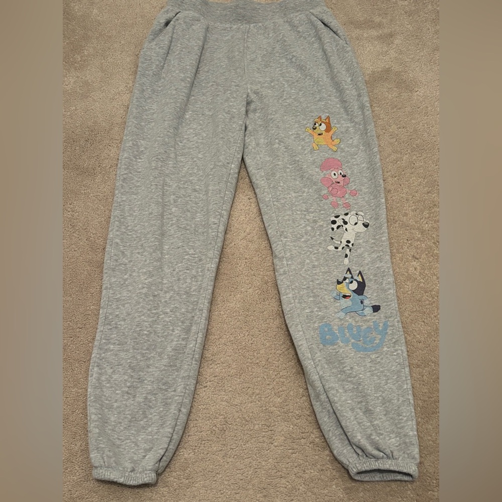 Bluey Womens Medium Gray Character Joggers Sweatpants Pockets Bingo